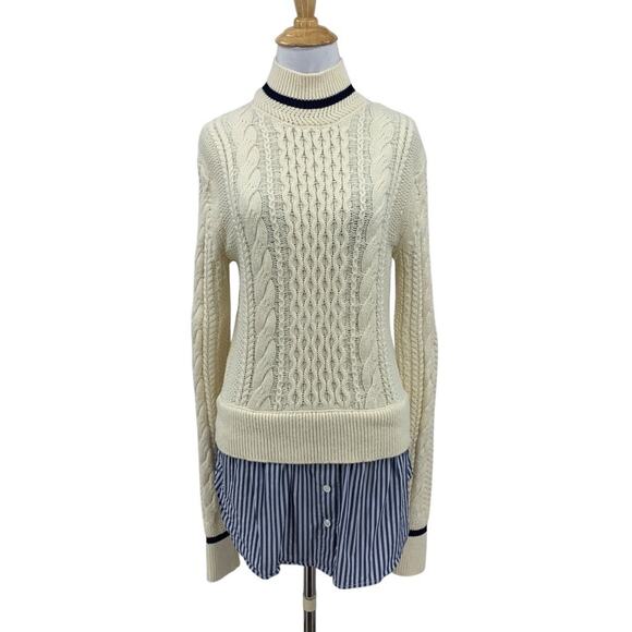 Veronica Beard Sweater Womens S Small Wool Blend Fritz Twofer Tunic Shirt Mock - Picture 1 of 14